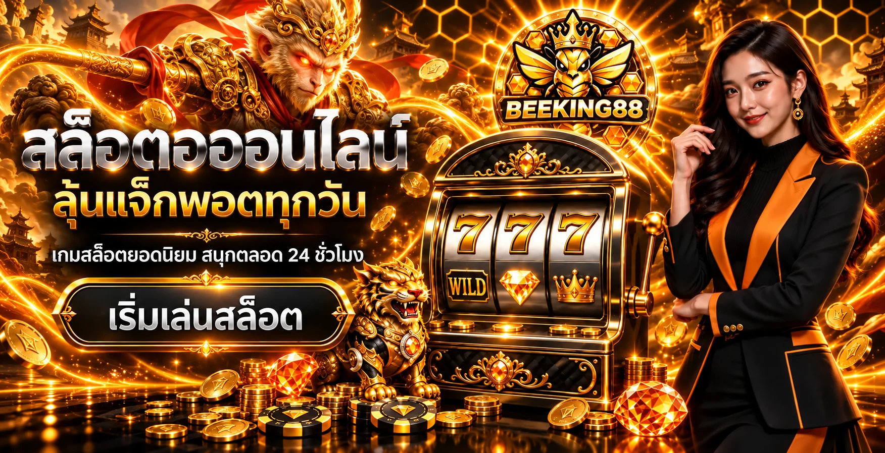 เกมสล็อต 777 โทนทองของ BEEKING88 พร้อมตัวละครเกม